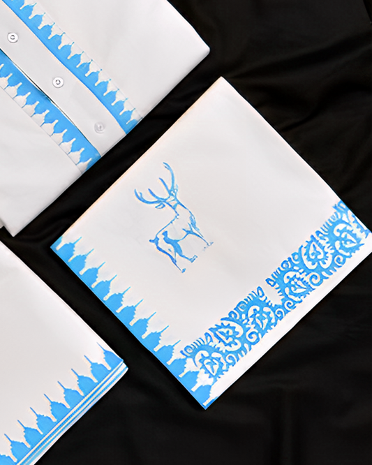 Premium Men's Light Blue Moirang Pheijom Suit