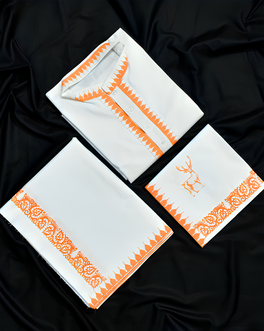 Premium Men's Orange Moirang Pheijom Suit