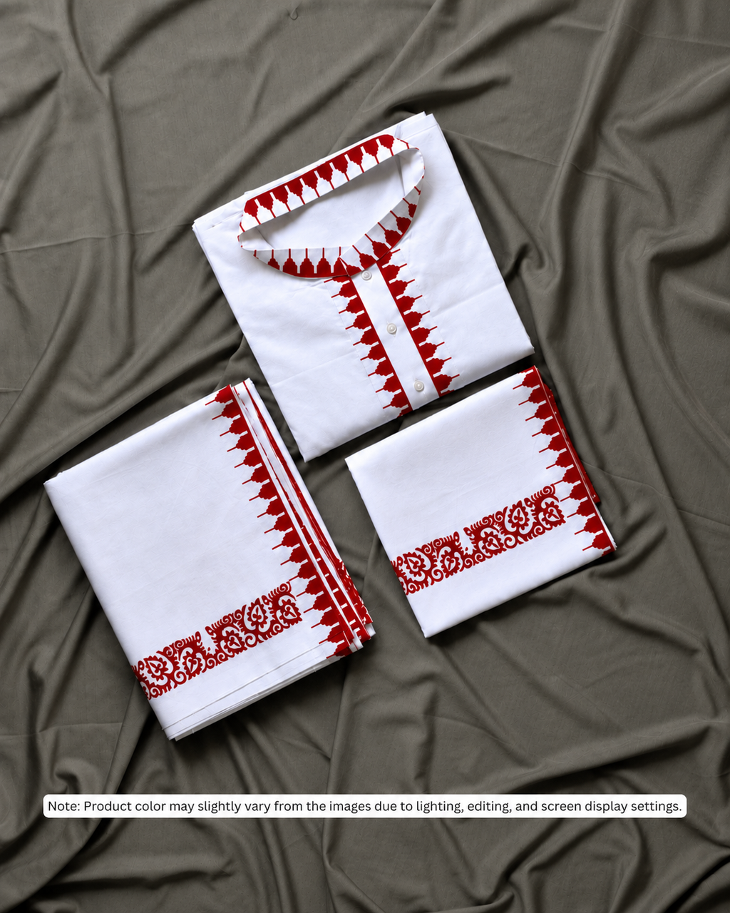 Red Men's Premium Moirang Design Pheijom Suit