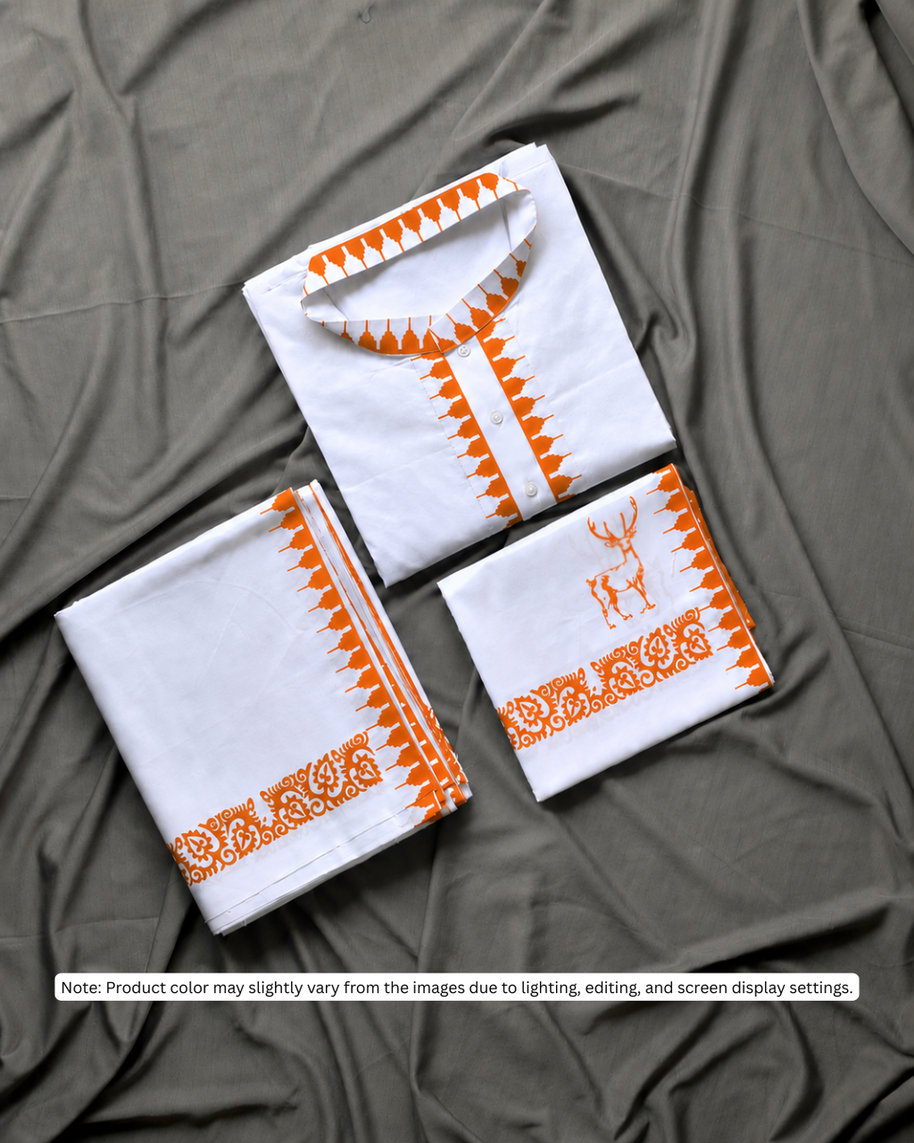 Orange Men's Premium Moirang Design Pheijom Suit