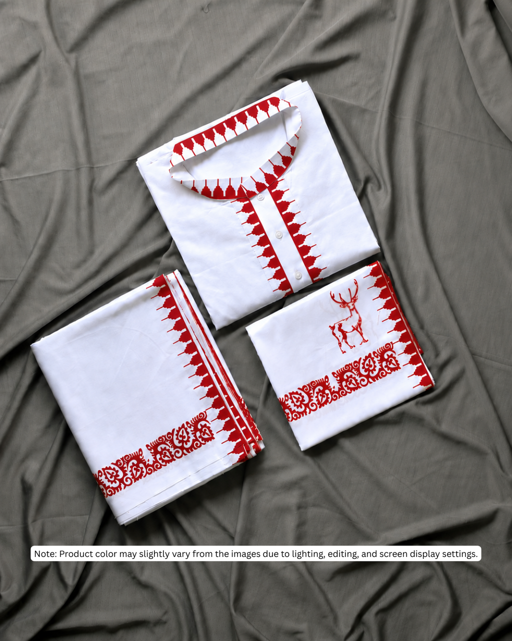 Red Men's Premium Moirang Design Pheijom Suit