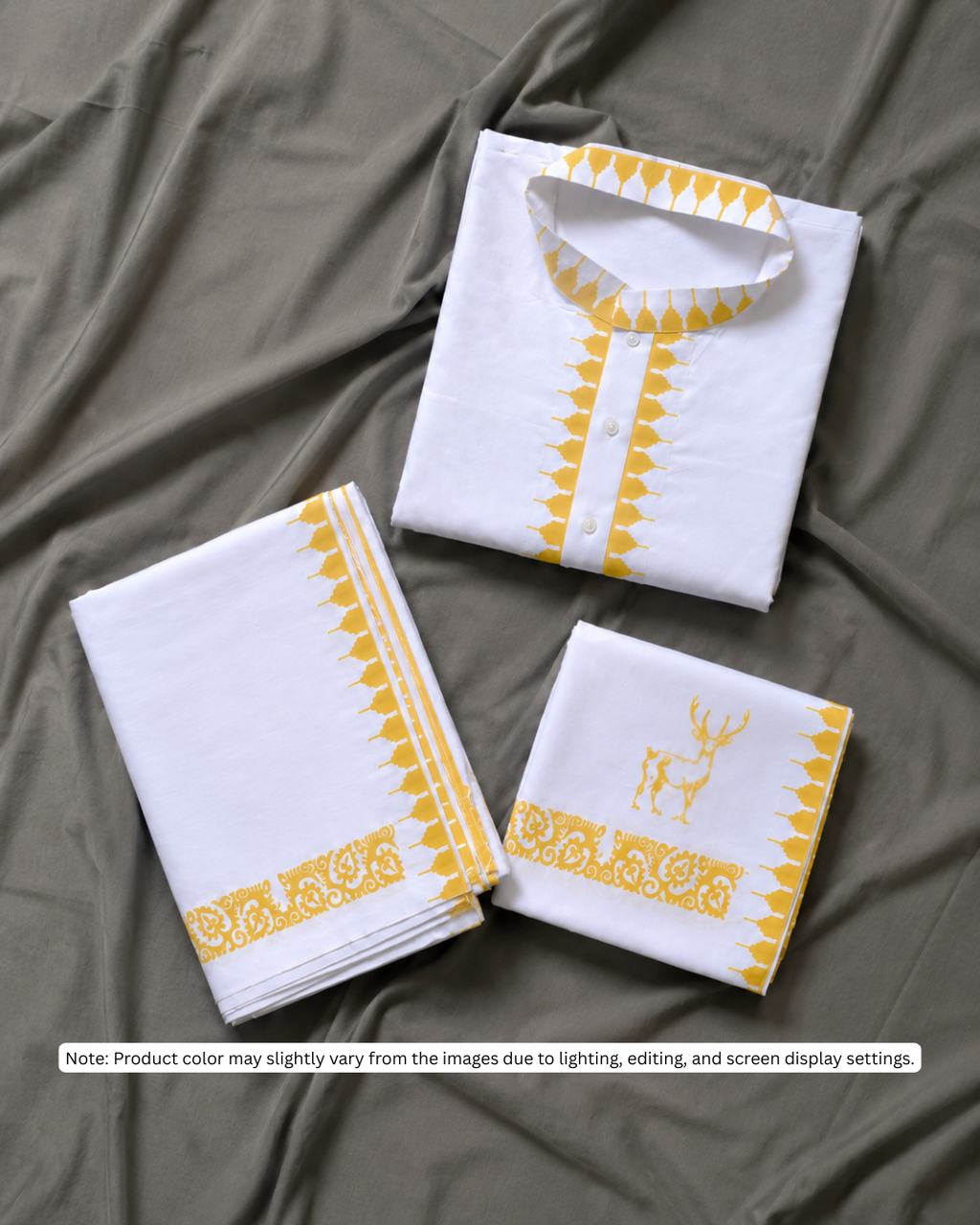 Yellow Men's Premium Moirang Design Pheijom Suit